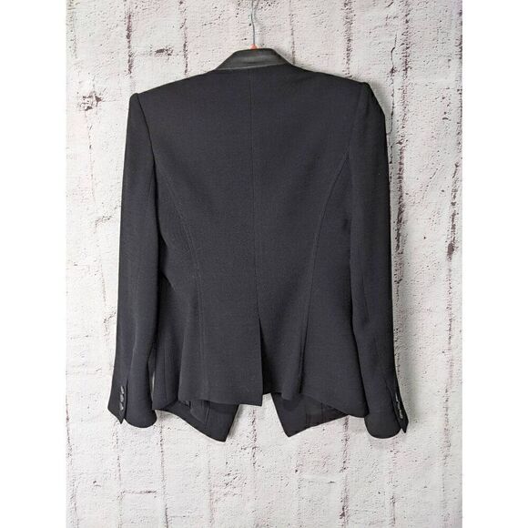 Helmut Lang Black Leather Wool Silk Blazer Size 0 XS - Picture 4 of 8